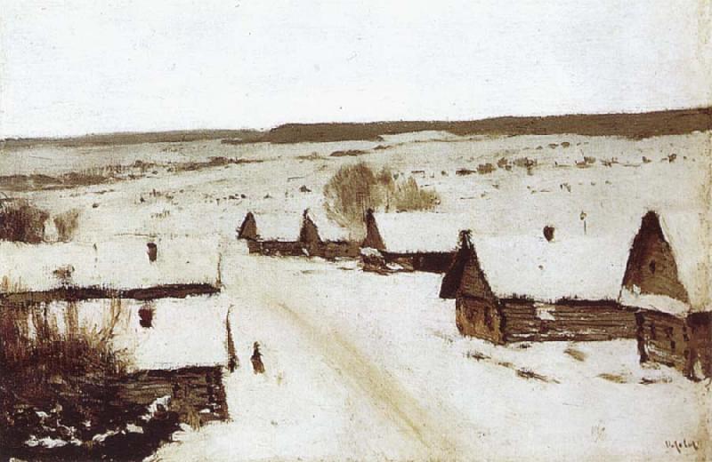 Isaac Levitan Village,Winter oil painting image